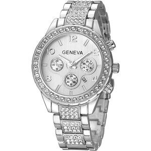 Men Women Silver Hip Hop Fashion Stainless Steel Quartz Analog Watch